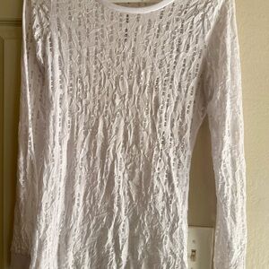 BKE White Textured Long Sleeve Top